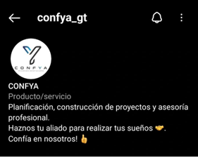 Página en Facebook e Instagram, CONFYA. Fuente: elaboración propia.