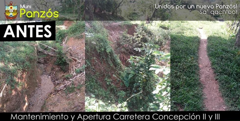 Carreteras Concepción II y III antes de iniciar los trabajos