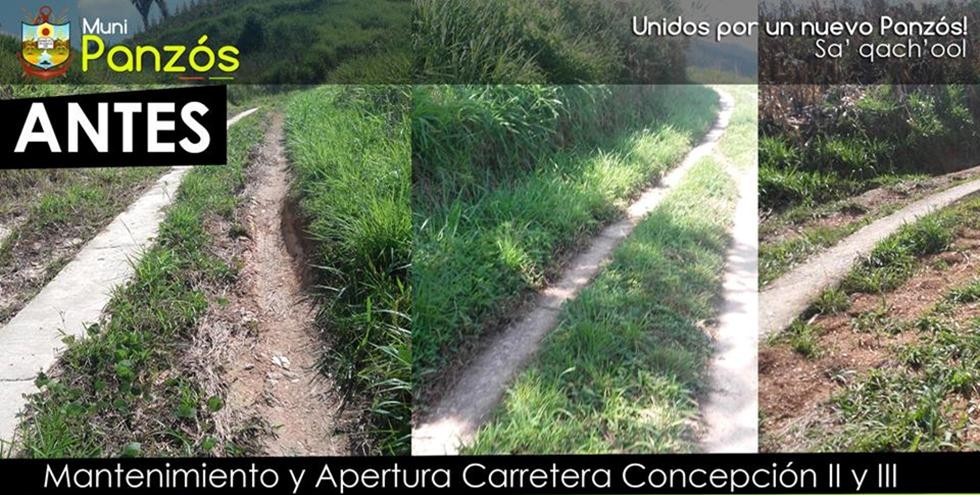 Carreteras Concepción II y III antes de iniciar los trabajos